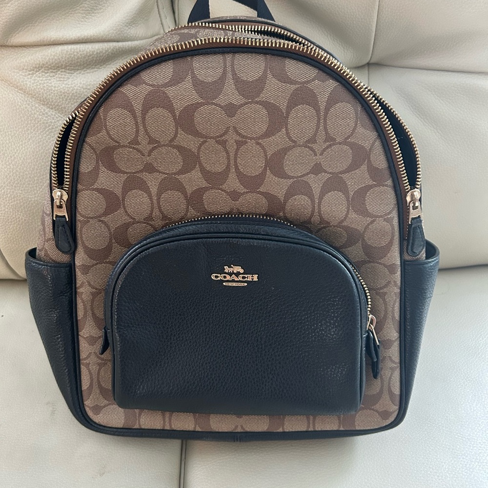 Coach Signature Brown and Black Backpack